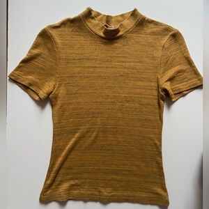 American Apparel Yellow and Black Short Sleeve mock neck Tee